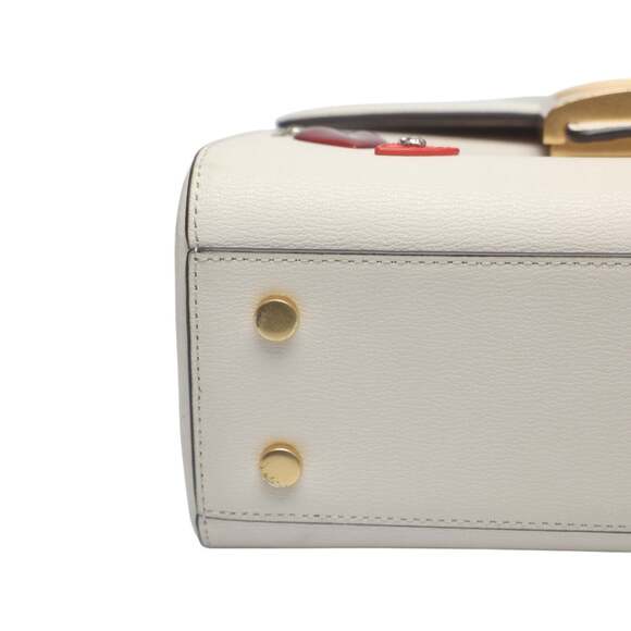 Kate Spade Katie Heart Embellished Small Top Leather Bag in White